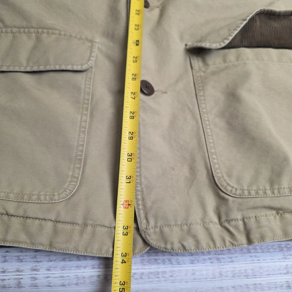 LL Bean Barn Coat Mens X Large Tall Quilted Corduroy Collar Beige 0WY21 XLT Flaw